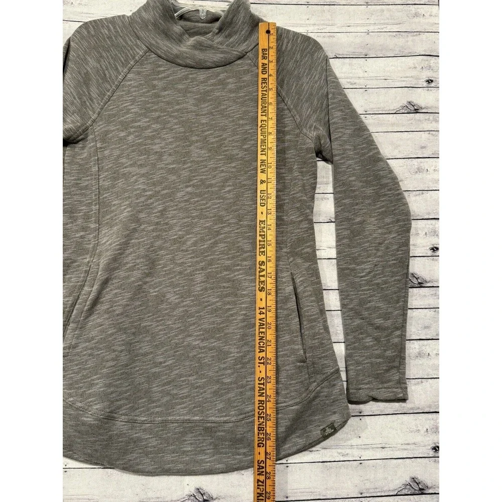 prAna Womens Calexa Tunic Sweater Sz XS Heather Green Pullover Active Pockets - Picture 12 of 15